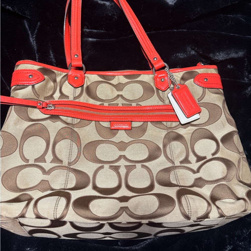 Coach Signature Canvas Tote Bag - Brown and Orange